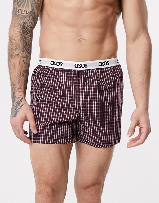 ASOS DESIGN lounge woven boxer in red check