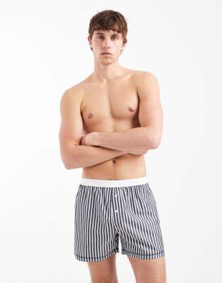 Asos Design Woven Boxers In Blue