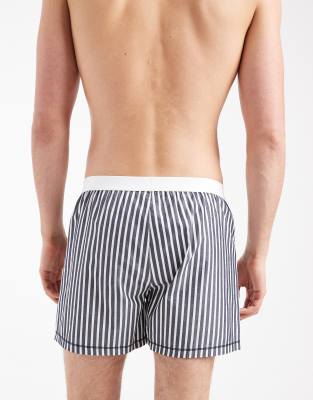 Asos Design Woven Boxers In Blue