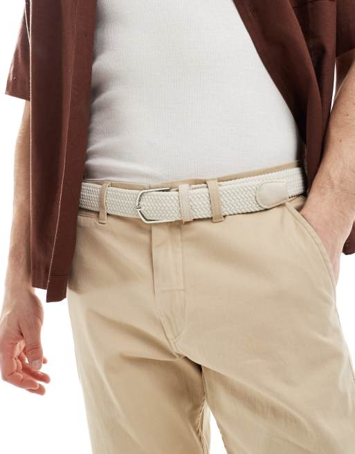 ASOS DESIGN woven braid belt in ecru