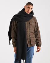 ASOS DESIGN knitted reversible graphic scarf in black | ASOS