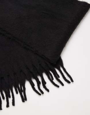 Asos Design Woven Brushed Scarf In Black