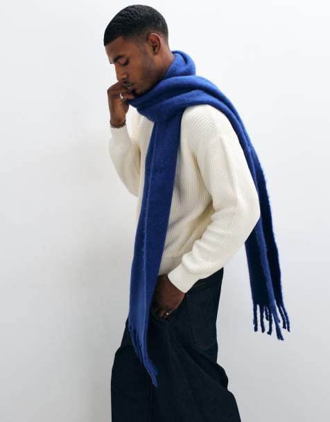 ASOS DESIGN woven brushed scarf in blue - view 1