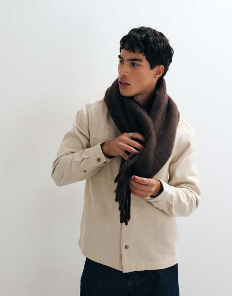ASOS DESIGN woven brushed scarf in brown - view 1