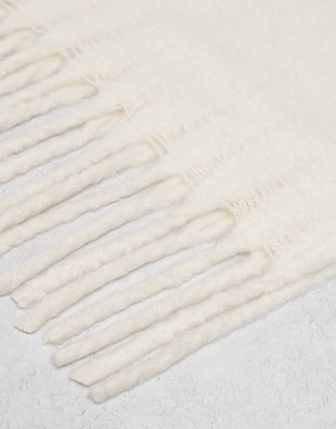 ASOS DESIGN woven brushed scarf in cream - view 2