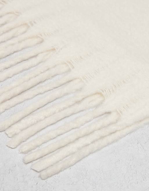 ASOS DESIGN woven brushed scarf in cream, 2 of 4