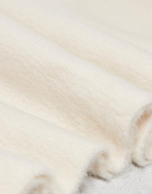 ASOS DESIGN woven brushed scarf in cream, 4 of 4