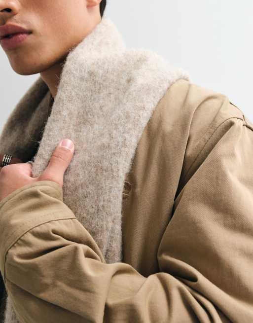 ASOS DESIGN woven brushed scarf in heathered cream, 3 of 4