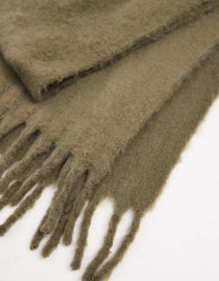 Asos Design Woven Brushed Scarf In Green