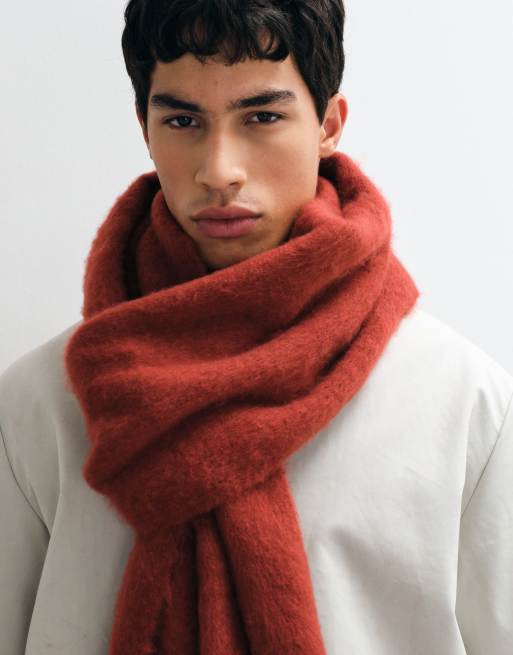 ASOS DESIGN woven brushed scarf in rust orange, 2 of 3