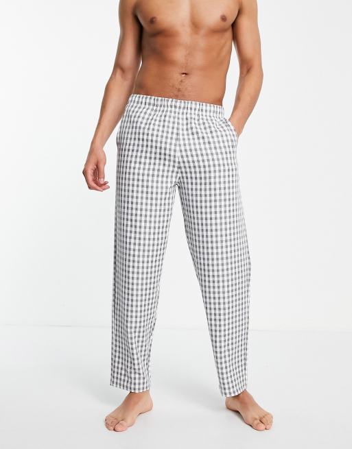 ASOS DESIGN woven check lounge bottoms in gray