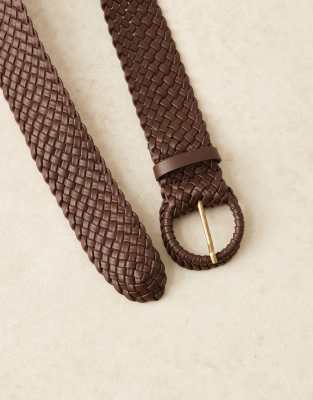 Asos Design Woven Detail Waist And Hip Jeans Belt In Brown