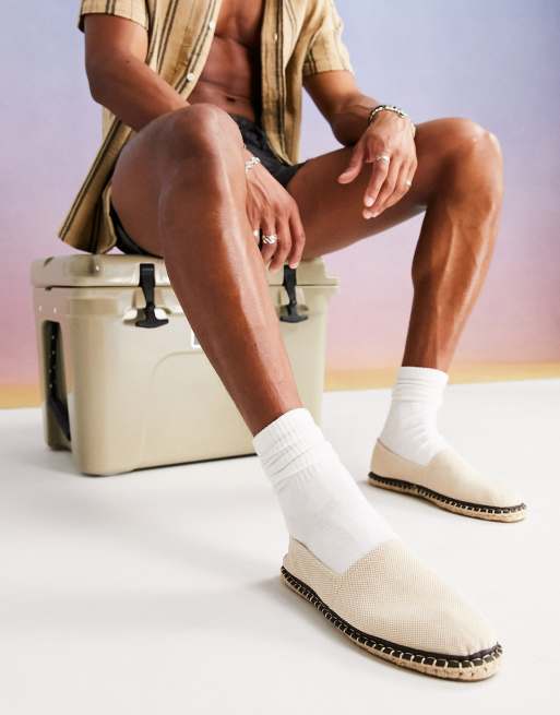 ASOS DESIGN woven espadrilles in stone