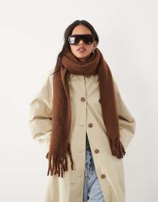 ASOS DESIGN Woven fluffy tassel scarf