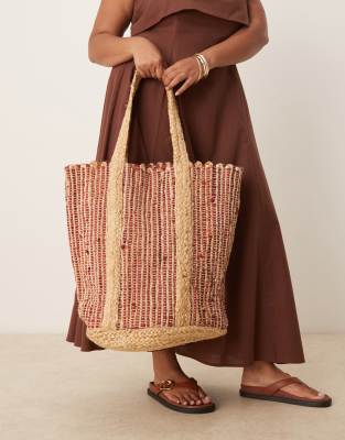 Shop Asos Design Woven Jute Tote Bag