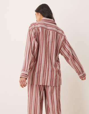 Asos Design Woven Long Sleeve Pajama Shirt