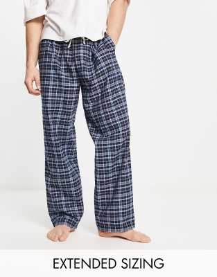 ASOS DESIGN woven lounge bottom in blue check - ASOS Price Checker