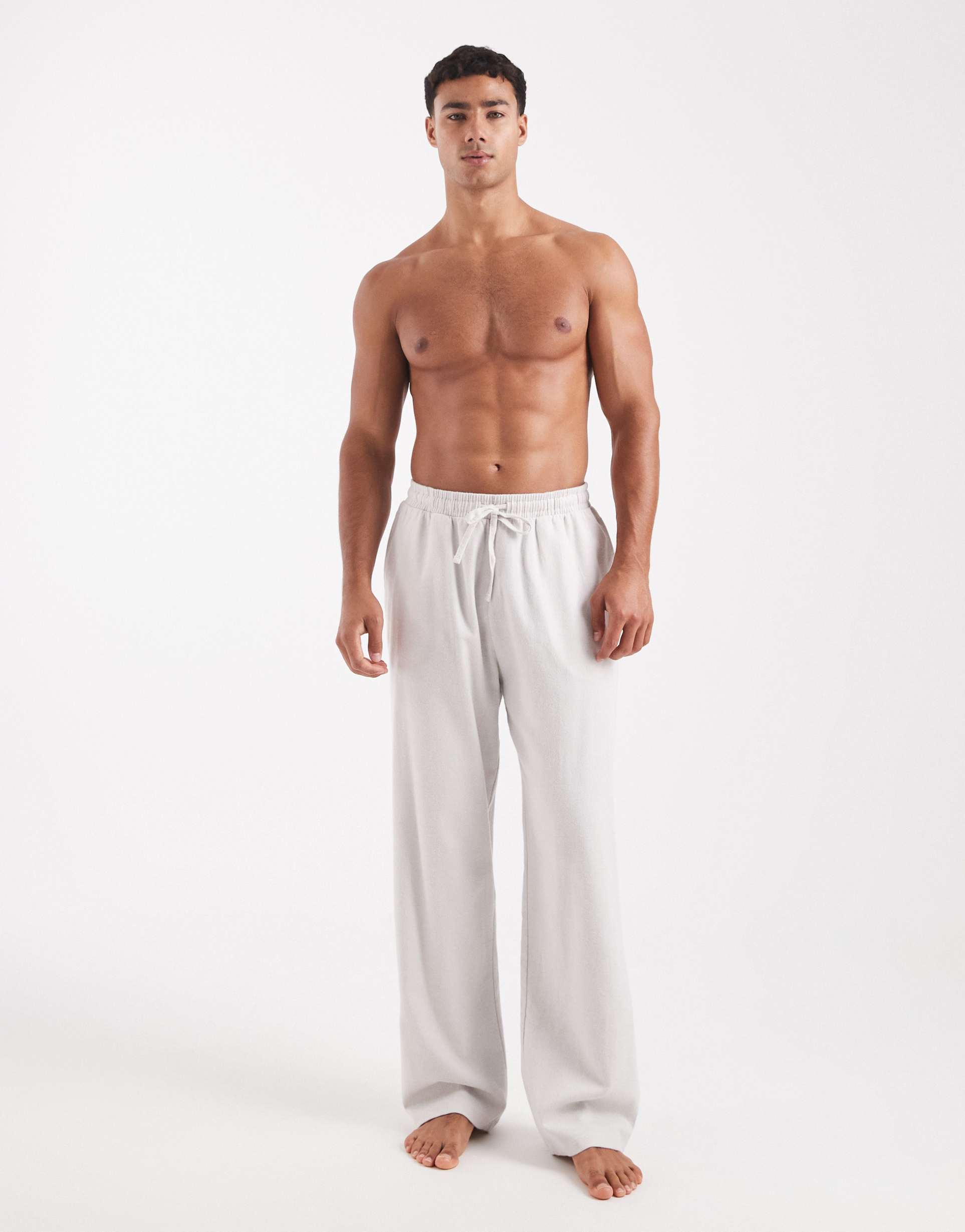 ASOS DESIGN woven lounge bottoms in ivory brushed cotton