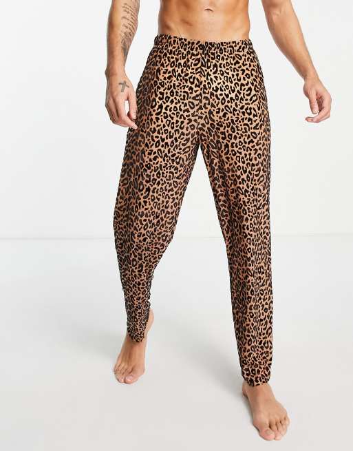 Mens leopard print pajama pants hot sale