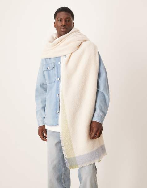 ASOS DESIGN woven oversized blanket scarf in ecru - view 1