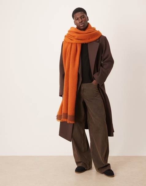 ASOS DESIGN woven oversized blanket scarf in orange - view 1
