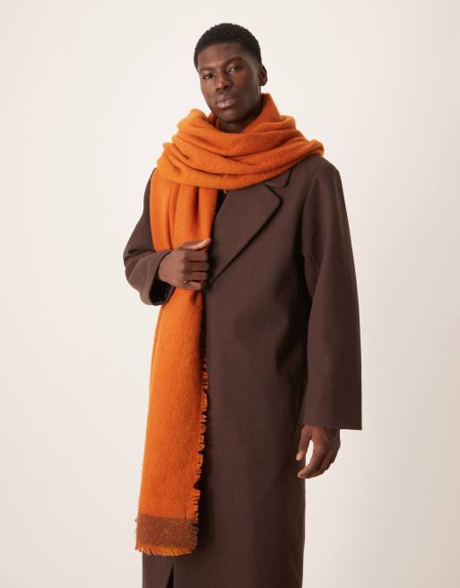 ASOS DESIGN woven oversized blanket scarf in orange