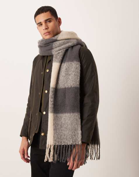 ASOS DESIGN woven oversized check scarf in gray - view 1