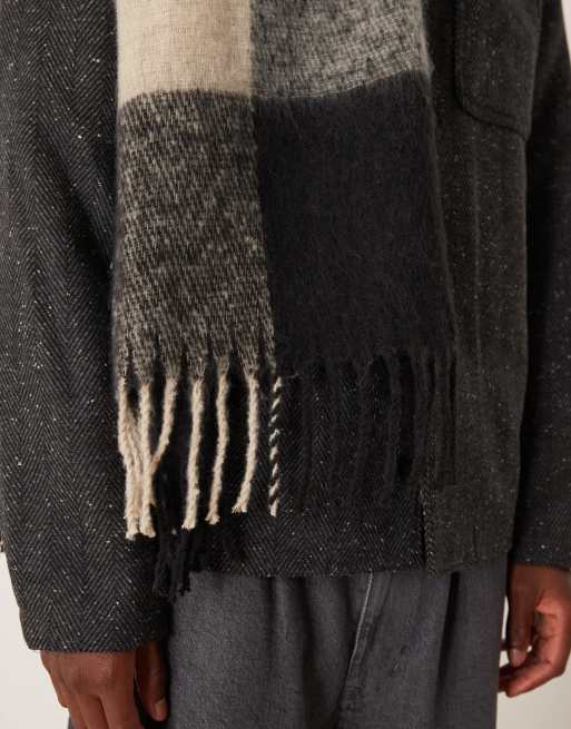 ASOS DESIGN - Écharpe tissée oversize à carreaux - Noir et blanc