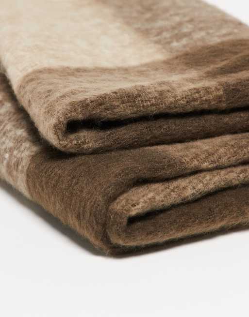 ASOS DESIGN woven oversized check scarf in neutral