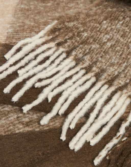 ASOS DESIGN woven oversized check scarf in neutral