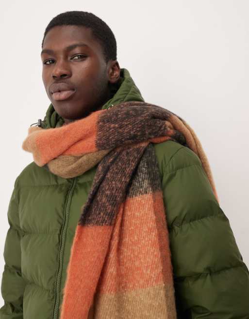 ASOS DESIGN woven oversized check scarf in orange