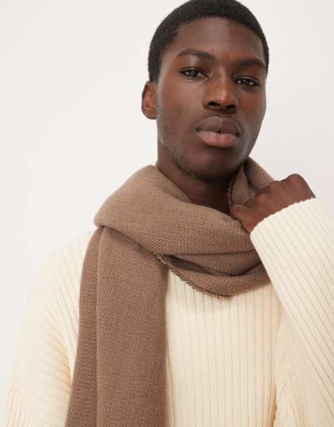 ASOS DESIGN woven reversible scarf in brown and grey - view 2