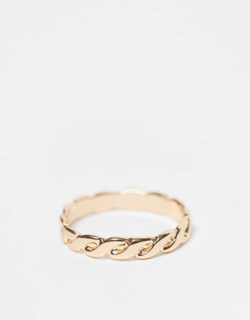ASOS DESIGN woven ring in gold tone