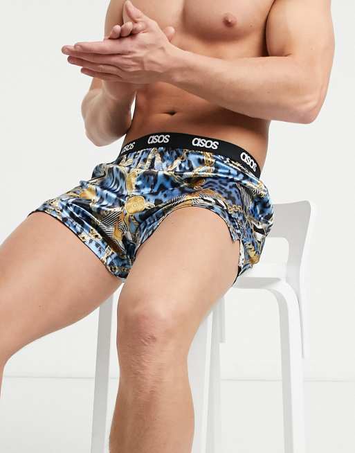 ASOS DESIGN halloween satin boxer with pumpkin print