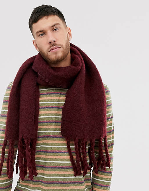 ASOS DESIGN woven scarf in burgundy texture | ASOS