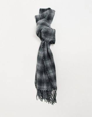 ASOS DESIGN woven scarf in grey check (21674913)