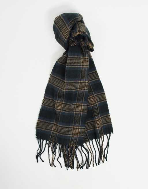 ASOS DESIGN woven scarf in navy plaid