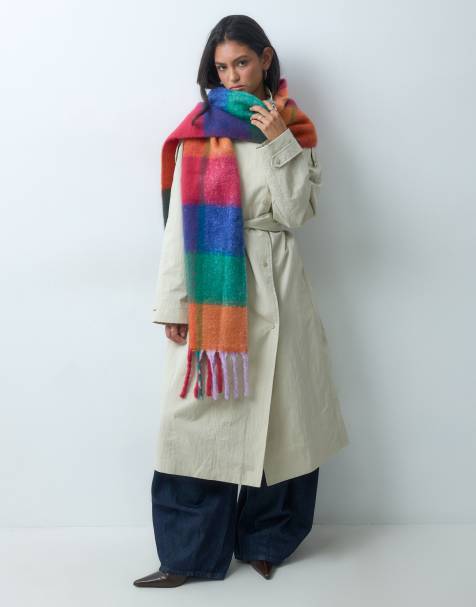 ASOS DESIGN woven scarf with bright check design in multi - view 1