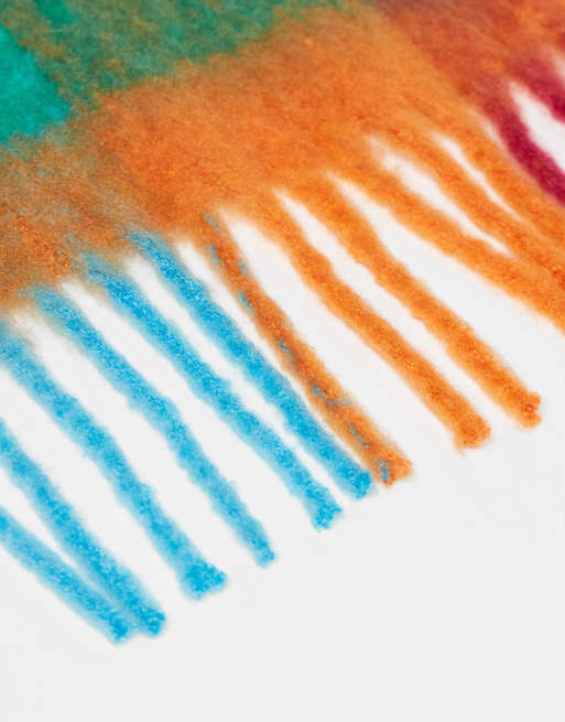 ASOS DESIGN woven scarf with bright multi plaid design