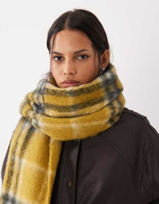 ASOS DESIGN woven scarf with green check design, 3 of 3