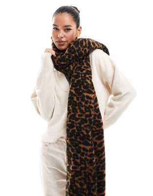 ASOS DESIGN woven scarf with leopard design-Multi