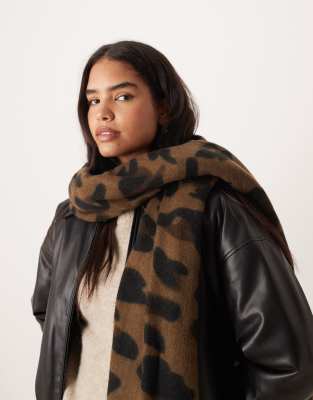 Asos Design Woven Scarf With Leopard Design-multi In Black
