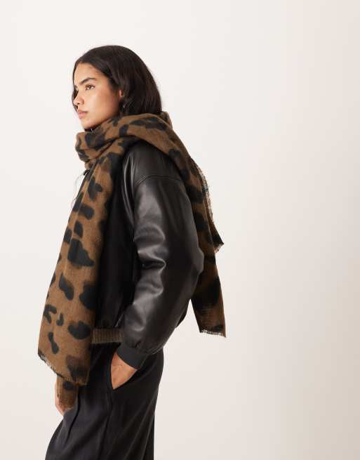 ASOS DESIGN woven scarf with leopard design | ASOS