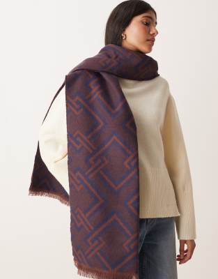 Asos Design Woven Scarf With Monogram Jacquard Design In Multi