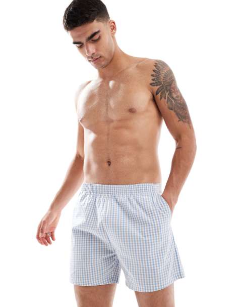ASOS DESIGN woven short in blue check - view 1