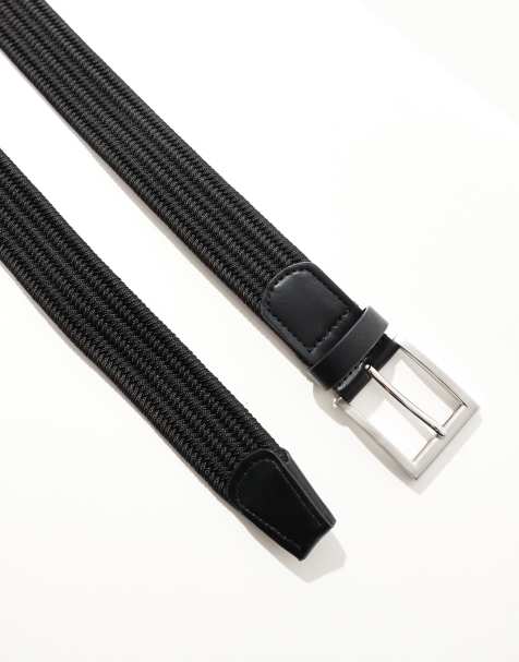 ASOS DESIGN woven stretch belt in black - view 1