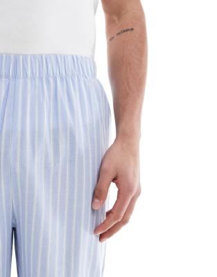 Asos Design Woven Striped Lounge Bottom In Blue