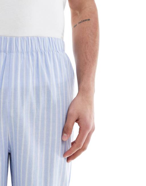 ASOS DESIGN woven striped lounge bottom in blue