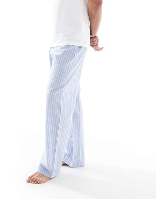 ASOS DESIGN woven striped lounge bottom in blue