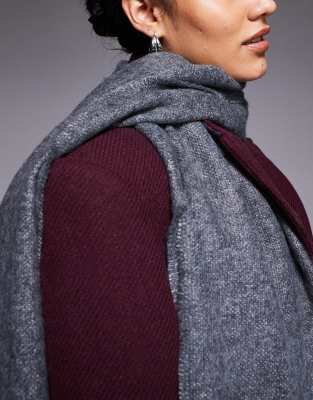Asos Design Woven Supersoft Scarf With Tassels In Gray